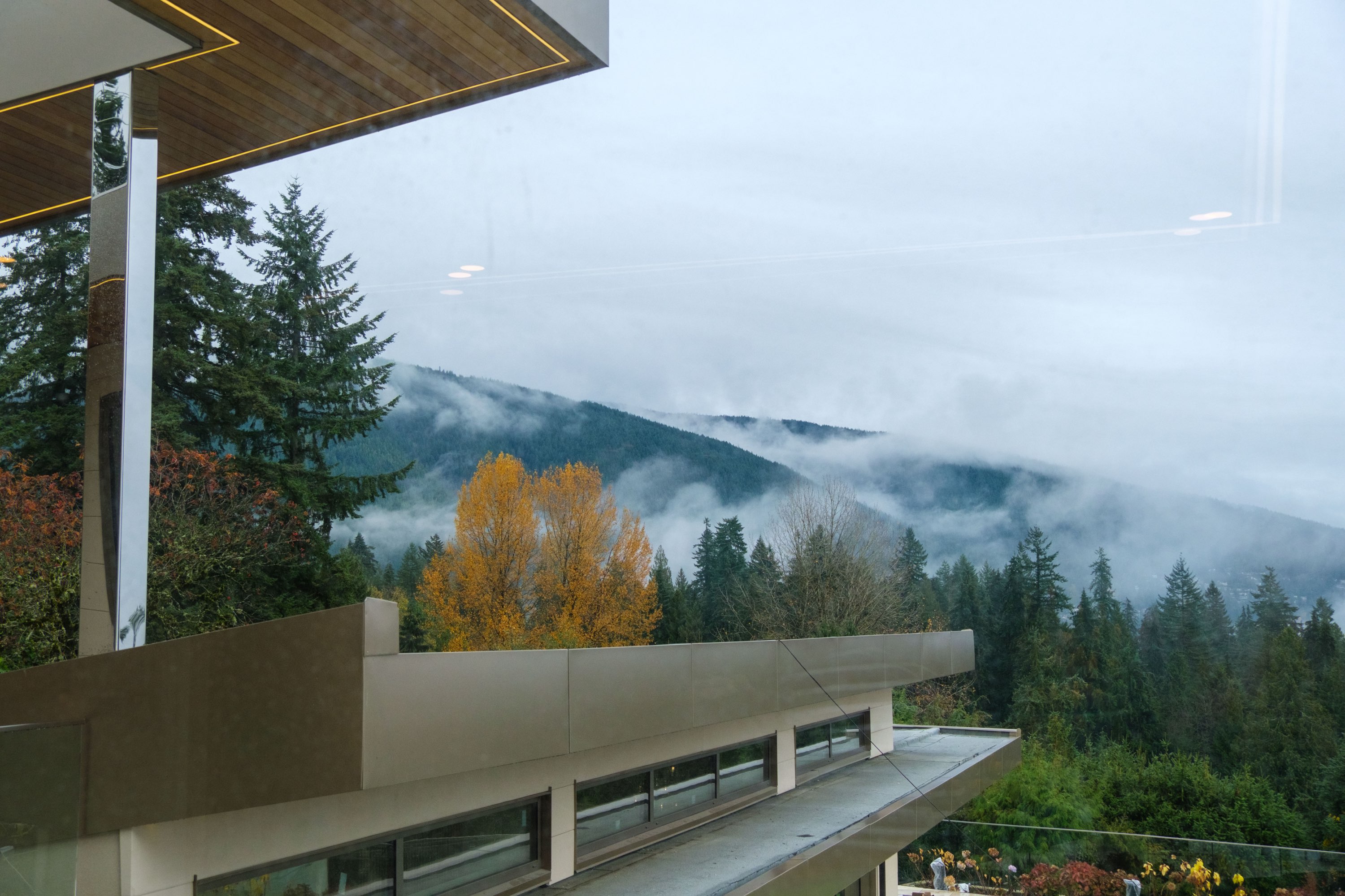 View of Grouse Mountain from a custom home in North Vancouver, BC.